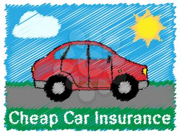 Cheap Car Insurance Road Sketch Means Auto Policy 3d Illustration