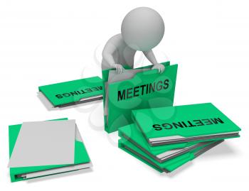 Meetings Character And Folders Means Talk Discussion 3d Rendering