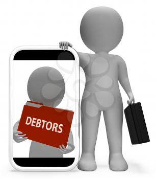 Debtors Folder Character Representing Money Binder 3d Rendering
