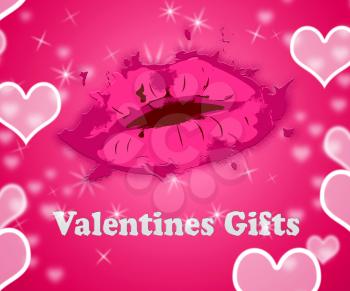 Valentines Gifts Lips Shows Happy Valentine Gift Box