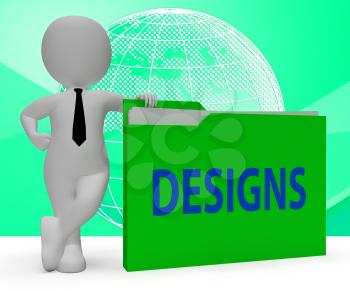 Designs Folder Character Showing Correspondence Office 3d Rendering