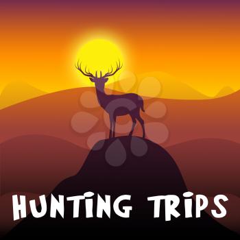 Hunting Trips Stag Mountain Scene Shows Hunt Tour 3d Illustration