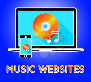 Music Websites Laptop And Phone Shows Songs Online 3d Illustration