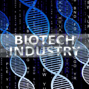 Biotech Industry Helix Shows Genetic sector 3d Illustration