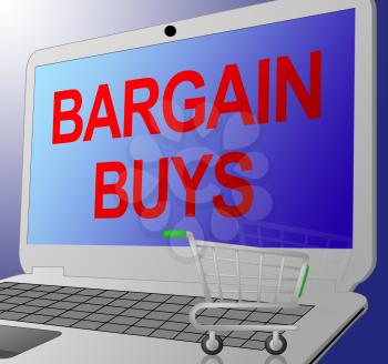 Bargain Buys Laptop Message Shows Online Discount Great Deals