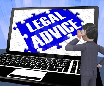 Legal Advice On Laptop Showing Legal Assistance 3d Rendering