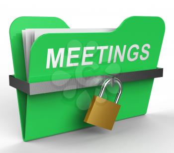 Meetings Folder With Padlock Represents Arranging Files 3d Rendering