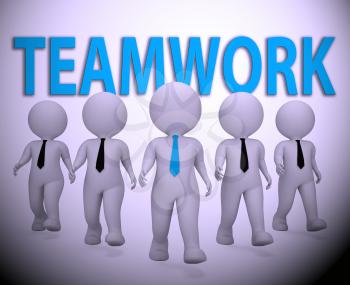 Teamwork Businessmen Characters Representing Cooperation Organization 3d Rendering