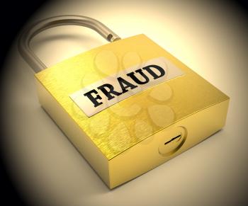 Fraud Padlock Shows Hoax Scam 3d Rendering