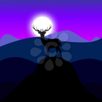 Wilderness Deer Mountain Scene Showing Wild Environment 3d Illustration