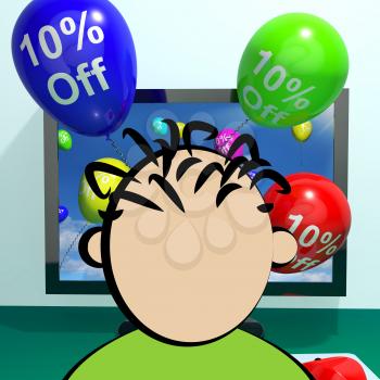 Balloons From Computer Shows Sale Discount Of Ten Percent Online 3d Rendering