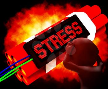 Stress On Dynamite Shows Pressure Of Work 3d Rendering