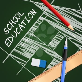 School Education Equipment Showing Kids Education 3d Illustration