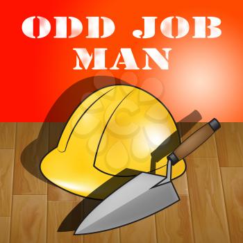 Odd Job Man Builders Hat Represents House Repair 3d Illustration