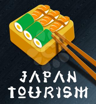 Japan Tourism Sushi Showing Japan Cuisine 3d Illustration