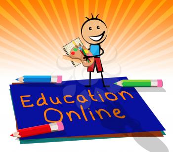 Education Online Paper Displays Internet Learning 3d Illustration