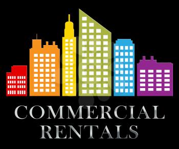 Commercial Rentals Skyscrapers Describes Real Estate Leases 3d Illustration