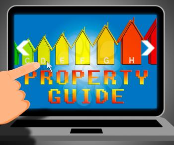 Property Guide Laptop Representing Real Estate 3d Illustration