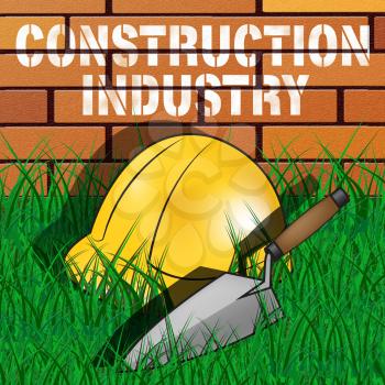 Construction Industry Builders Hat Represents Building Sector 3d Illustration