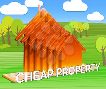 Cheap Property Houses Means Real Estate 3d Illustration