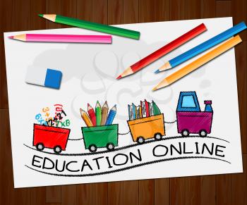 Education Online Train Shows Internet Learning 3d Illustration