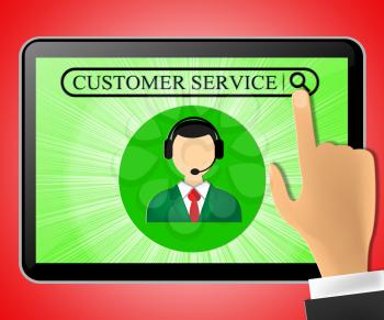 Customer Service Tablet Representing Support 3d Illustration