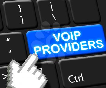 Voip Providers Key Shows Internet Voice 3d Illustration