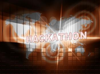 Hackathon Technology Threat Online Coding 3d Illustration Shows Cybercrime Coder Meeting To Stop Spyware Or Malware Hacking