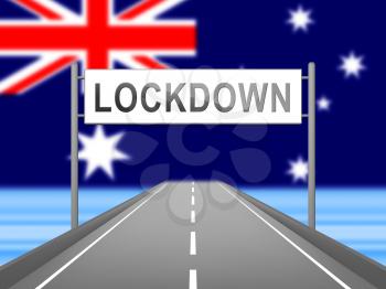 Australia lockdown preventing coronavirus epidemic or outbreak. Covid 19 Australian precaution to lock down disease infection - 3d Illustration