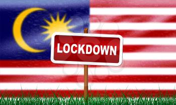 Malaysia lockdown stopping ncov epidemic or outbreak. Covid 19 Malaysian ban to isolate disease infection - 3d Illustration