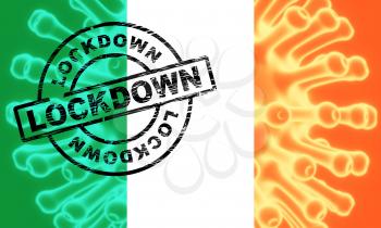 Ireland lockdown or curfew to stop covid19 epidemic. Covid 19 Irish precaution to isolate virus infection - 3d Illustration