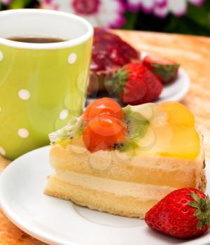 Strawberry Cream Cake Indicating Cuisine Delicious And Gourmet