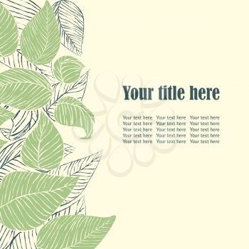 Abstract graphic background with green leaves, vector illustration