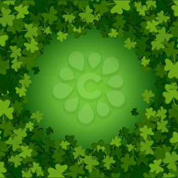 Abstract St. Patrick's Day background with falling clover leaves, vector illustration