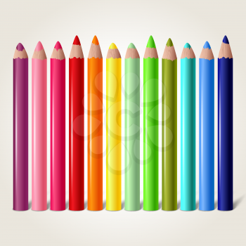 Set of colored pencils isolated on white, vector illustration