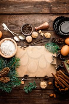 culinary background for recipe of Christmas baking