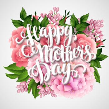 Happy Mothers Day. Card with beautiful flowers. Vector illustration EPS 10