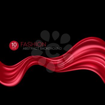 Red flying silk fabric. Fashion background. Vector illustration EPS10