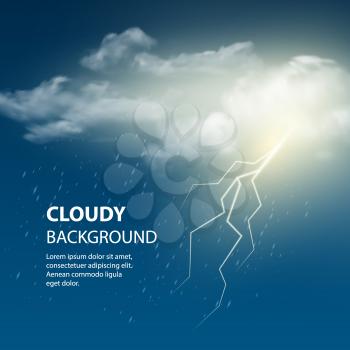 Thunderstorm Background With Cloud and Lightning, Vector Illustration. EPS 10