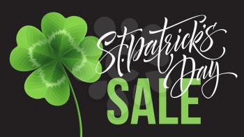 Saint Patricks Day Sale poster. Lettering Typography banner template. Vector Illustration EPS10