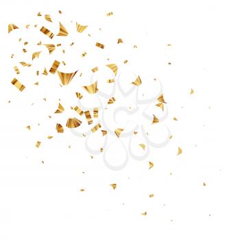 Gold foil confetti isolated on a white background. Festive background. Vector illustration EPS10