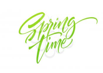 Spring time Hand drawn lettering. Isolated on white background. Vector illustration EPS10