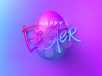 3D realistic rainbow holiday Happy Easter lettering background . Vector illustration EPS10