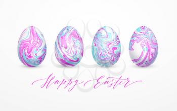 Set of pastel colors marbled easter eggs. Vector illustration EPS10