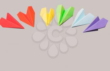 Paper airplanes colors of the rainbow, LGBT flag. Copyscape