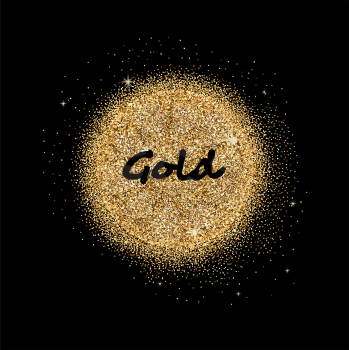 Glitter Background with space for your text. Gold glittering circle for card.