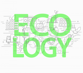 Line style vector illustration design concept of ecology.