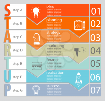 Infographic of Startup concept in flat style. Vector illustration.