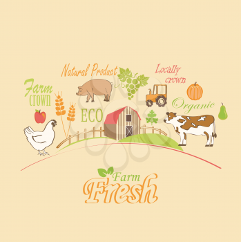 Organic and farm vector concept. vector illustration.