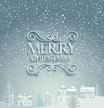 winter background. Christmas typographic label for Xmas holidays design. Calligraphic vector Decoration.